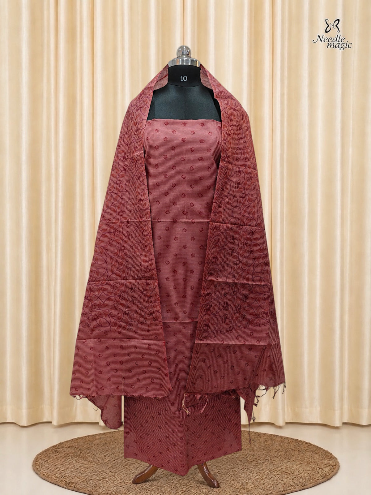 Rose Pink Tussar Silk Churidar