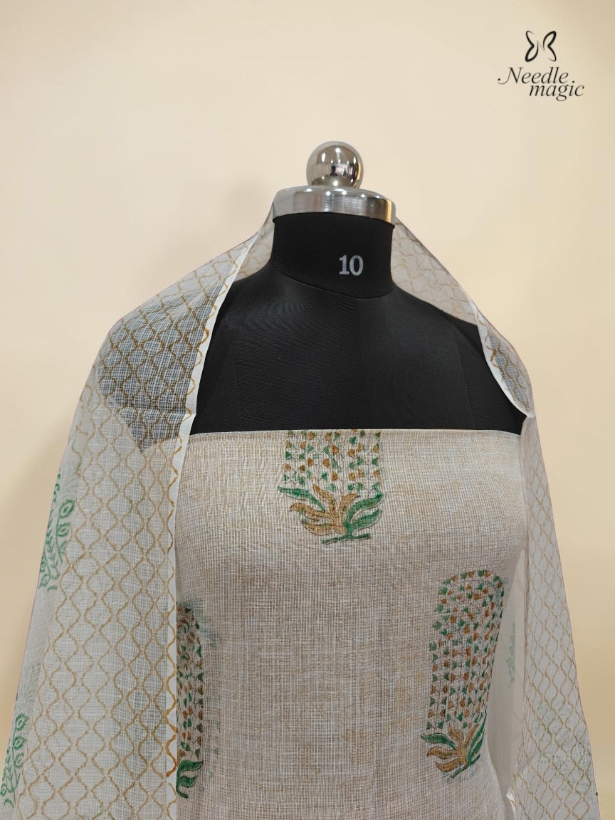 Ivory & Beige Net Cotta Churidar