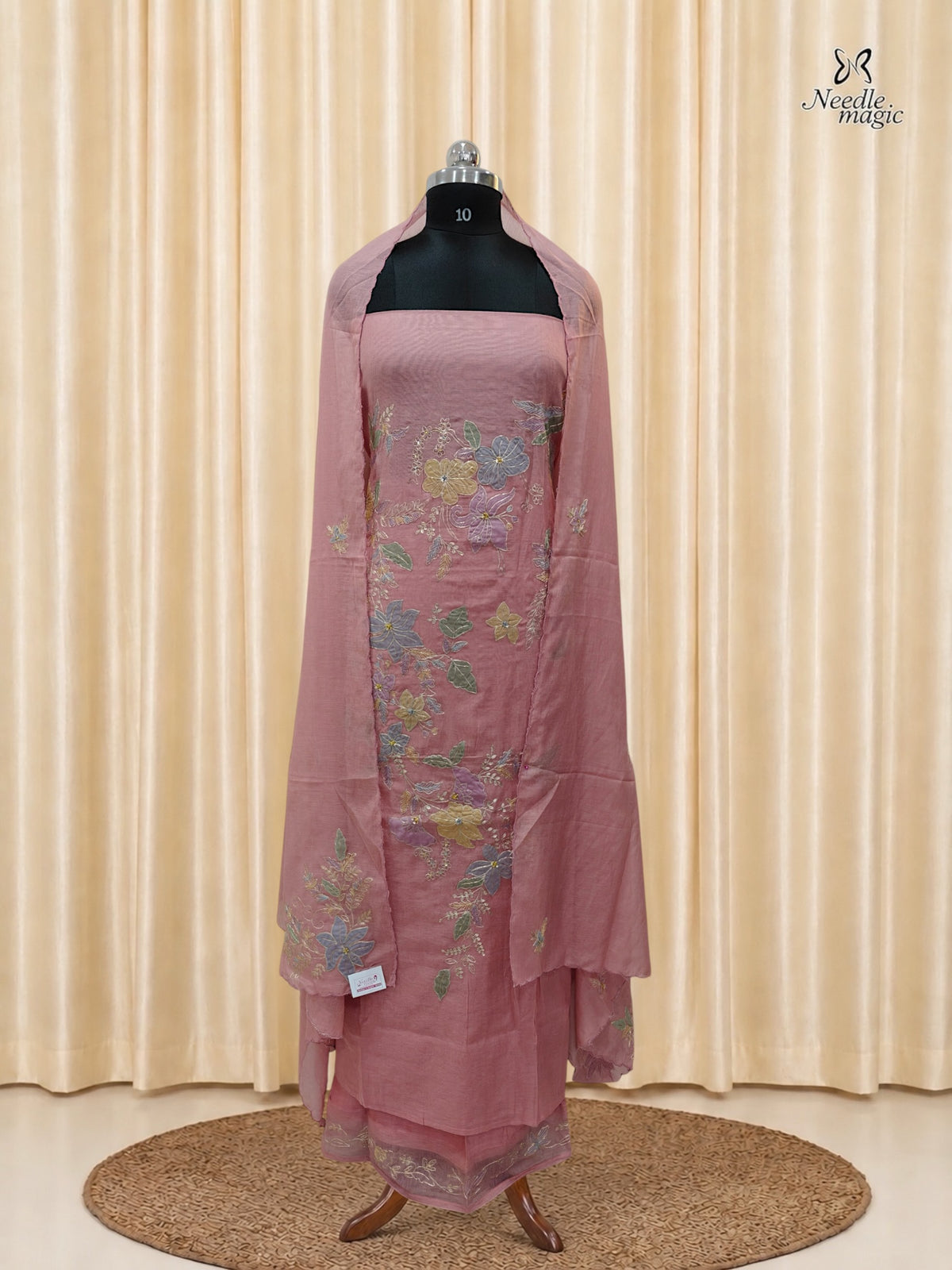 Dusty Rose Pink Mul Chanderi Churidar