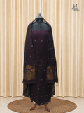 Dark Wine Purple Jamdani Linen Churidar
