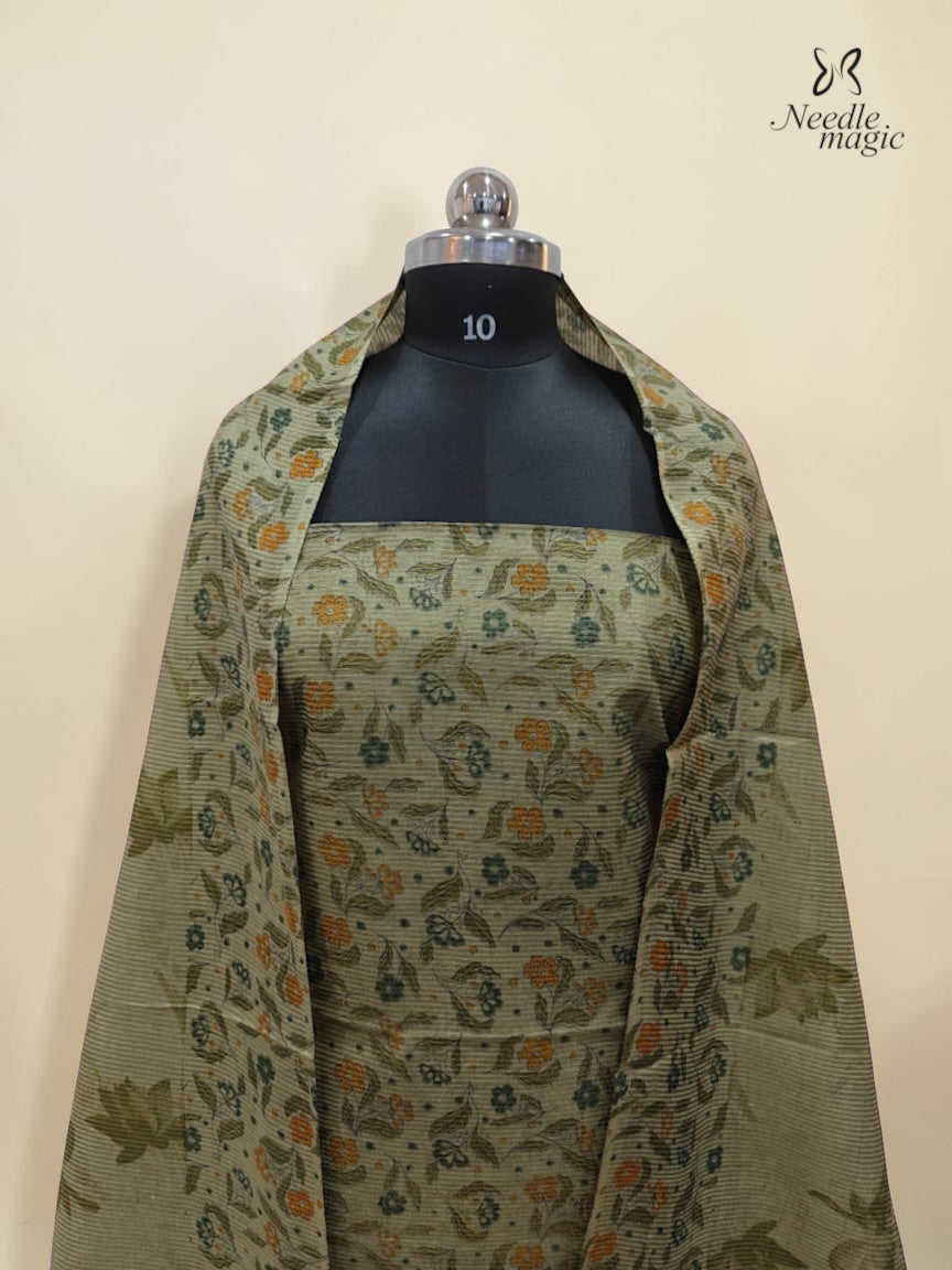Sage Green Tussar Silk Churidar