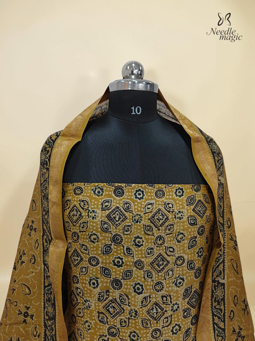 Mustard Gold Chanderi Silk Churidar