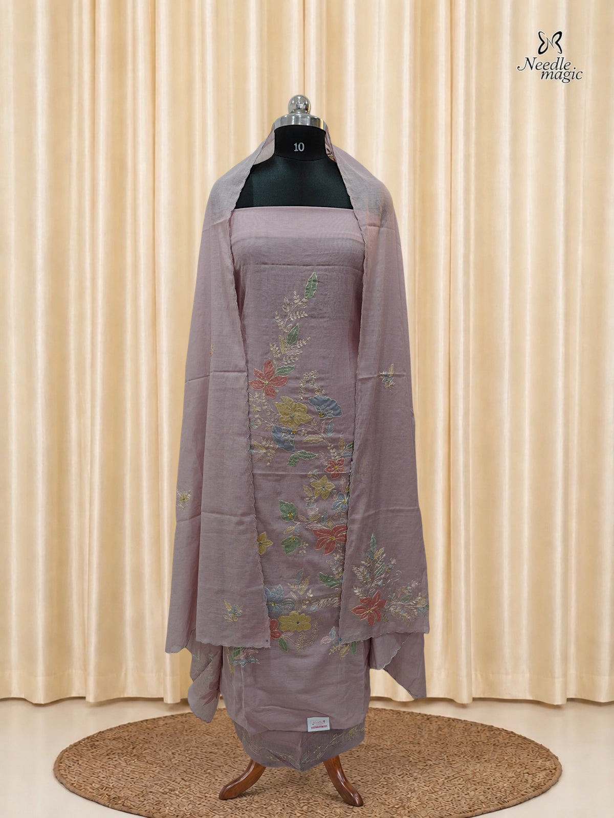 Dusty Mauve Pink Mul Chanderi Churidar