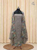 Taupe Grey Mul Chanderi Set With Embroidery Work