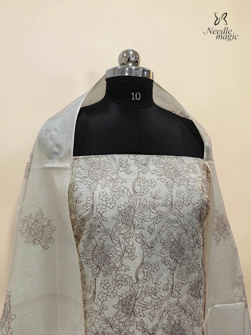 Ivory Tussar Silk Churidar