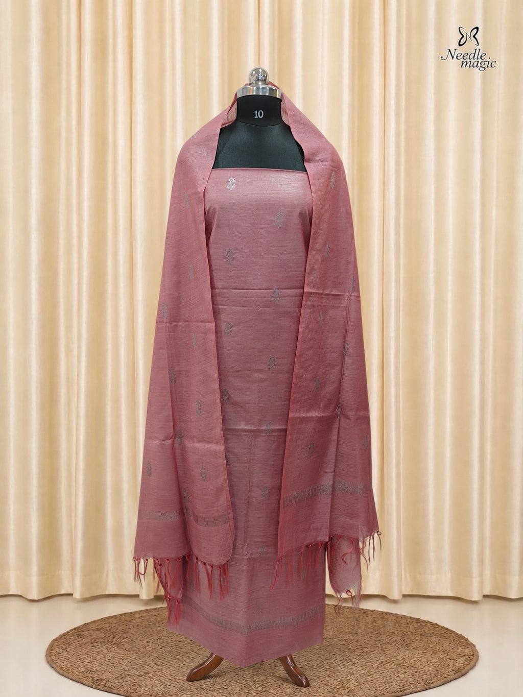 Rose Pink Tussar Silk Churidar