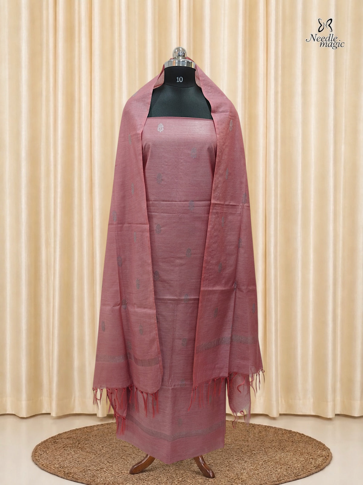 Rose Pink Tussar Silk Churidar
