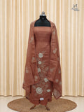 Dusty Rose Net Cotta Churidar with floral Applique