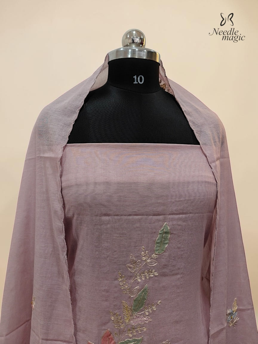 Dusty Mauve Pink Mul Chanderi Churidar