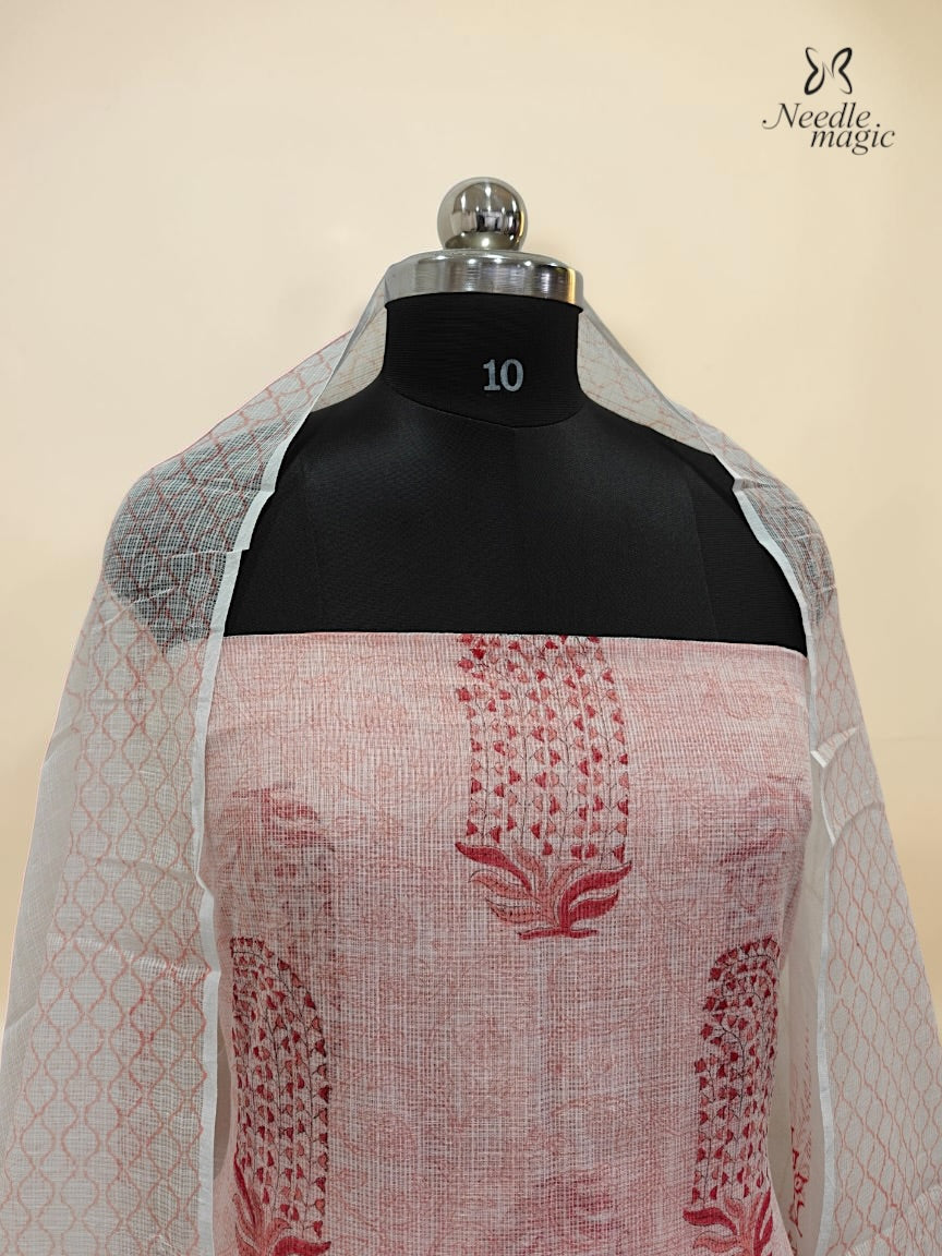 Blush Pink Net Cotta Churidar