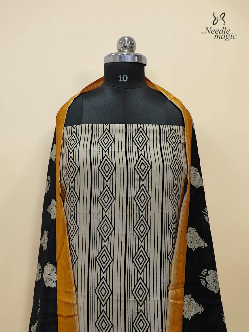 Mustard Yellow Maheshwari Silk Churidar