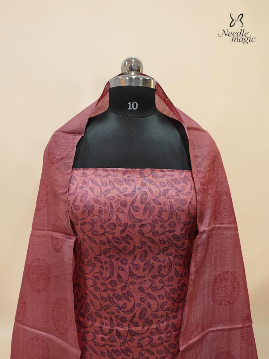 Dusty Rose Tussar Silk Churidar