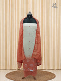 Coral Peach Mul Chanderi Set With Cutwork