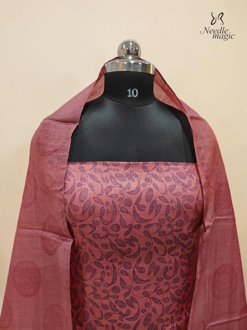Dusty Rose Tussar Silk Churidar
