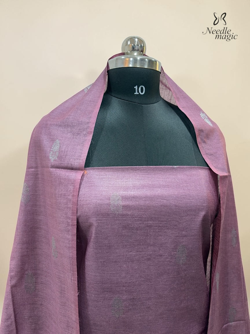 Mauve Purple Tussar Silk Churidar