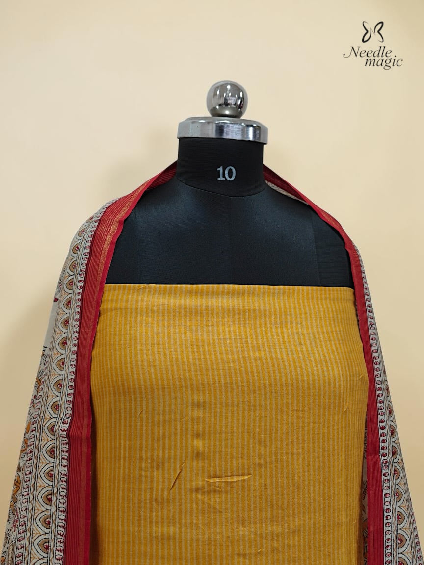 Mustard Yellow Maheshwari Silk Churidar