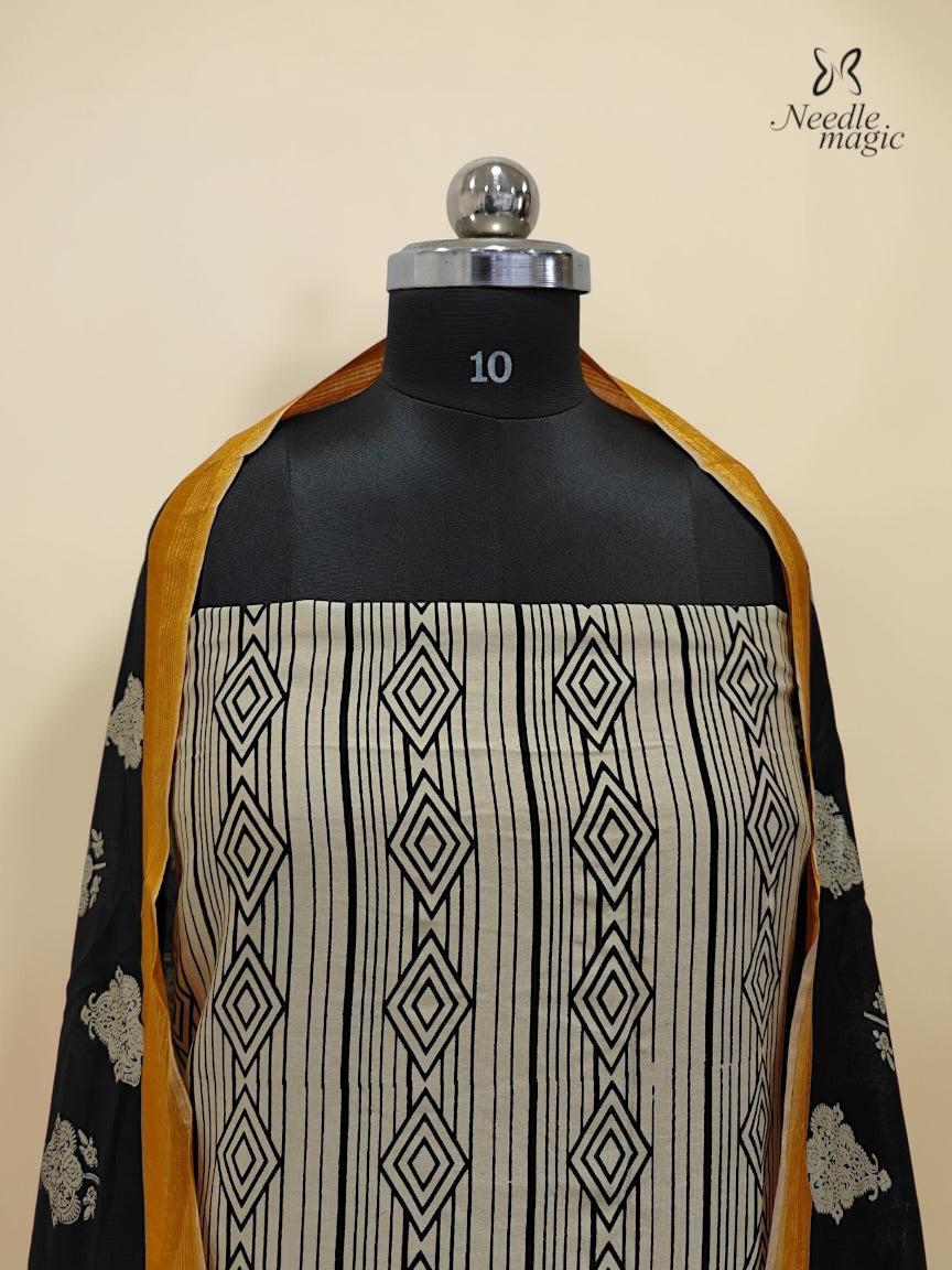 Mustard Yellow Maheshwari Silk Churidar