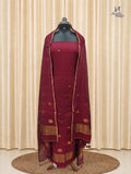 Deep Maroon Jamdani Cotton Churidar