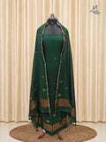 Deep Emerald Green Jamdani Cotton Churidar