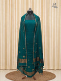 Deep Teal Green Jamdani Cotton Churidar