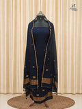 Deep Navy Blue Jamdani Cotton Churidar