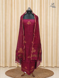 Magenta Jamdani Linen Silk Churidar
