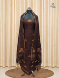 Chocolate Brown Jamdani Linen Silk Churidar