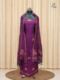 Purple Jamdani Linen Silk Churidar