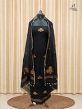 Classic Black Jamdani Linen Silk Churidar